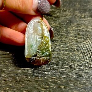 Carved Buddha‎ Jadeite Pendant
